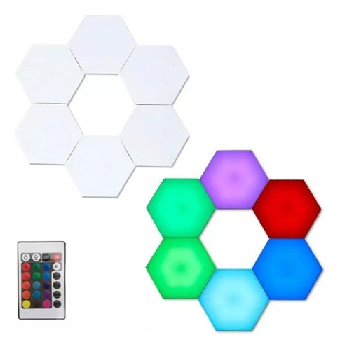Set Luz Gamer Hexagonal Led Tira Cinta 6 Luces Rgb Control