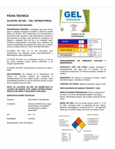Gel Antibacterial Ficha Técnica S/marca 30ml Depresible 80pz
