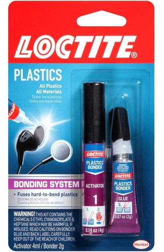 Loctite Super Glue Plastics Sistema De Union Con ActivadorPegamento Loctite 681925 color multicolor