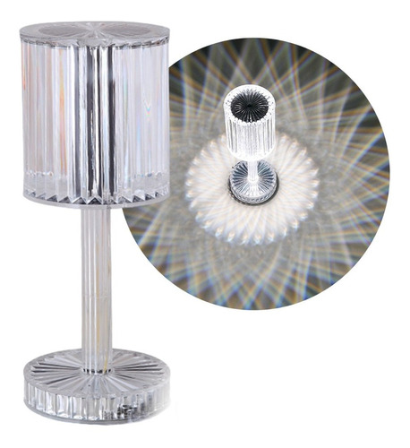Lámpara Velador Led Recargable Usb Cristal Dimmer Táctil Bar Color de la estructura Transparente