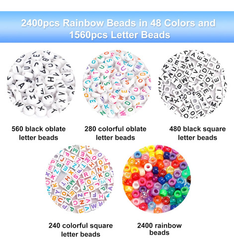 Quefe 3960pcs Pony Cuentas Para Pulsera De La Amistad ...