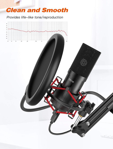 Fifine Usb Micrófono Conjunto Con Filtro De Soporte De Brazo