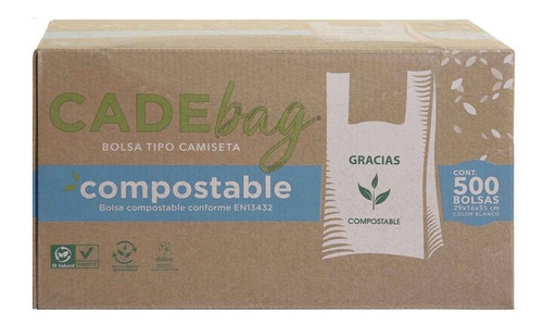 Imagen 3 de 4 de Bolsa De Plástico Biodegradable Cade Bag Tipo Camiseta 500 Pzas Msi