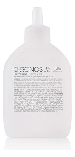 Jabon En Espuma Rostro Limpieza Suave Repuesto 150ml Chronos
