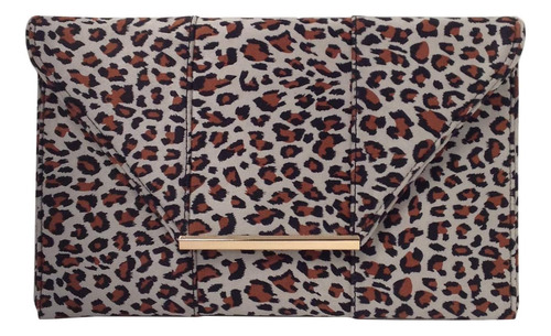 Jnb Clutch Plano Tipo Sobre De Leopardo, Pequeño, De Ante Si