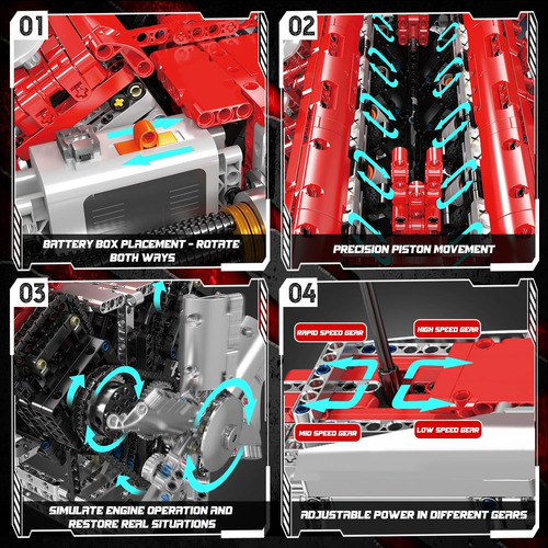 Jugues Bloques De Construcción Modelo Motor Tecnología V12