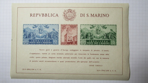 San Marino 1945 Block 4 Mint Nh    H2