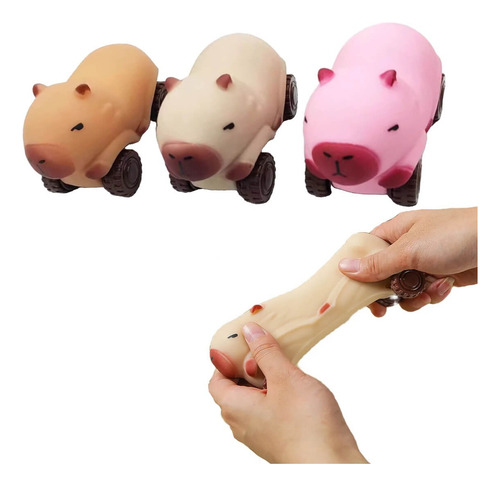 3 Juguetes Antiestres Para Pellizco Squishys Coche Capibara