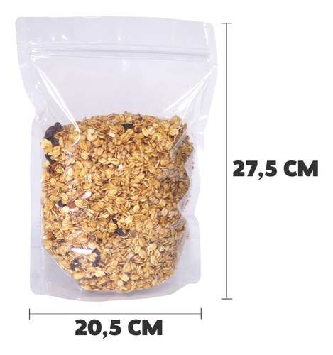 Stand Up Pouch 20,5x27,5 Transparente 100unid Fecho Zip