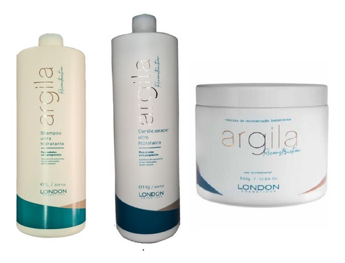 Kit London Argila Reconstruction Shampoo+condicionador+másc