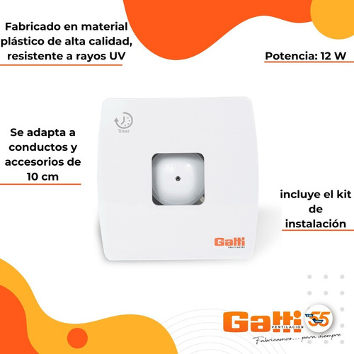 Extractor De Aire Baño/cocina 4 (10 Cm) Con Timer