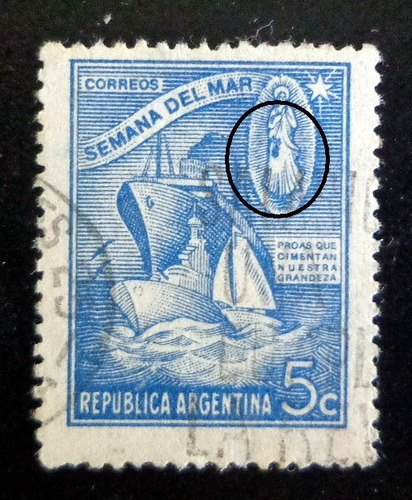Argentina Barcos, Sello Gj 911c Virgen Rosario Usado L8365