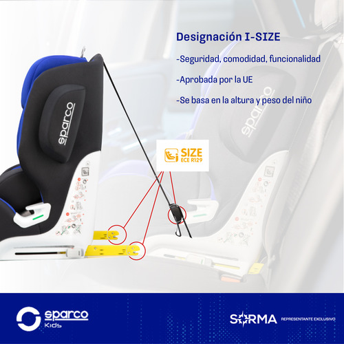 Imagen 6 de 10 de Butaca Sparco P/ Auto Niños 10 Posiciones Con Base Isofix