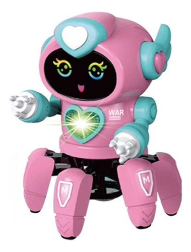 Robô Lady Face Digital Aranha Dançante Som Luz Rosa