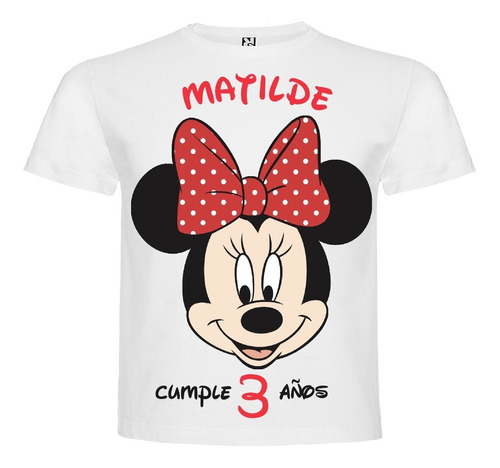 Polera Estampada Niña Cumpleaños Minnie Mouse Diseño 2