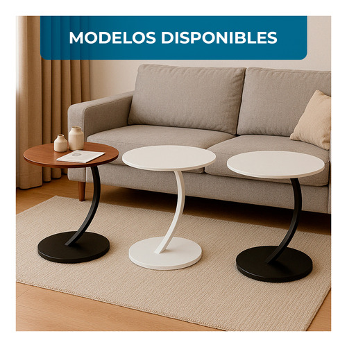 Blanco - 61 - Mesa Lateral Con Diseño Curvo Para Sala Y Dorm