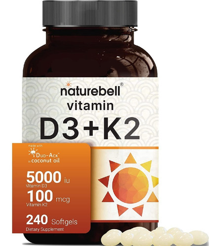 Vitamina D3 5000 Iu + K2 100 Mcg Naturebell 240 Capsulas