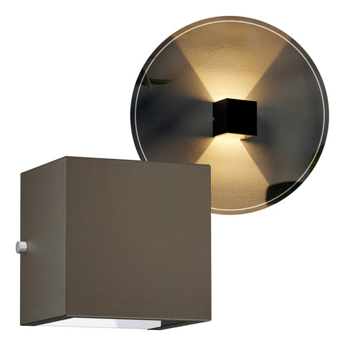 Arandela Externa Cubo 2 Fachos Uso Externo Interno Mf105 Cor Marrom
