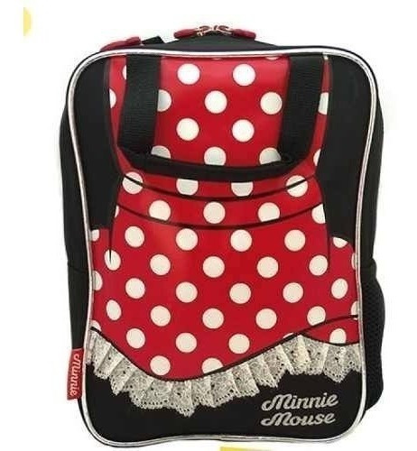 Mochila Minnie Con Capucha 12 Pulgadas Espalda Cresko Color Rojo y Negra