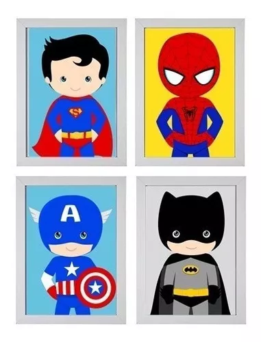 Quadro super heroi e menina bebe