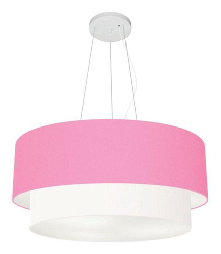 Lustre Pendente Duplo Cilíndrico Vivare Md-4073 Cúpula Tecid