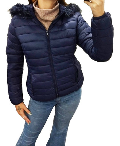 Imagen 5 de 6 de Campera Inflable Mujer Invierno Abrigada Con Piel Y Capucha