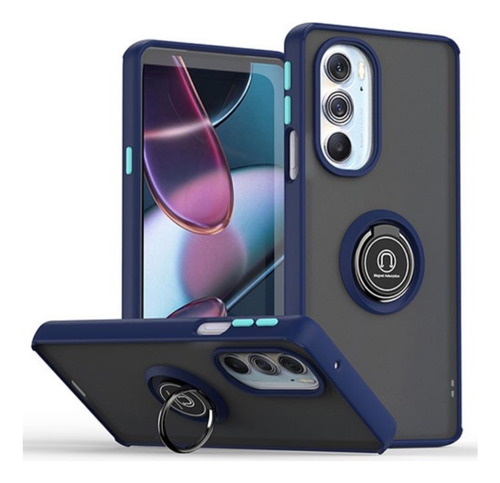 Funda Para Motorola G Stylus Uso Rudo Con Anillo Azul G Stylus