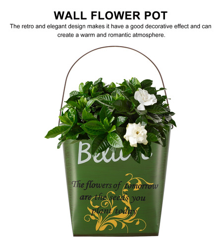 Cubo De Flores De Hojalata Para Pared Decorado