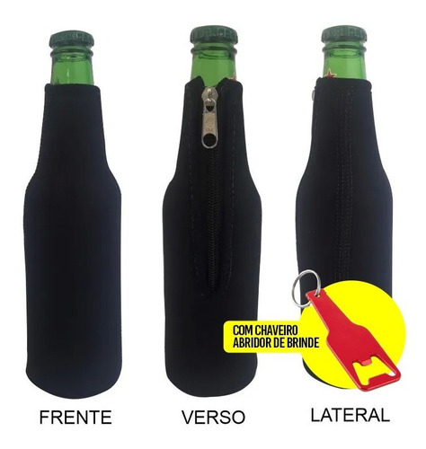 Porta Garrafa Long Neck Com Zíper Em Neoprene Promoção Top