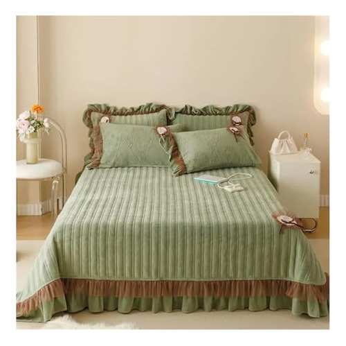 Juego De Falda De Cama Acolchada Lahair 3pcs - Tamaño King