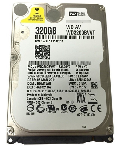 Western Digital De 320 Gb Wd3200bvvt 8 Mb De Caché 5400rpm S
