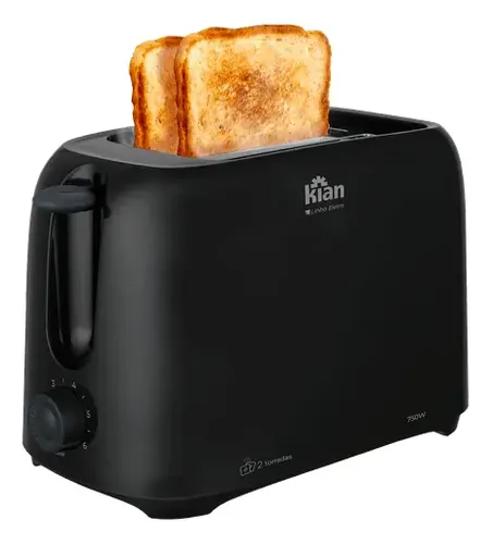 Torradeira Elétrica Tostador Kian De 2 Pães De Forma750w Cor Preto 127v