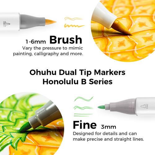 Ohuhu 72 Honolulu Set Markers Alcohol Caneta Marker Color