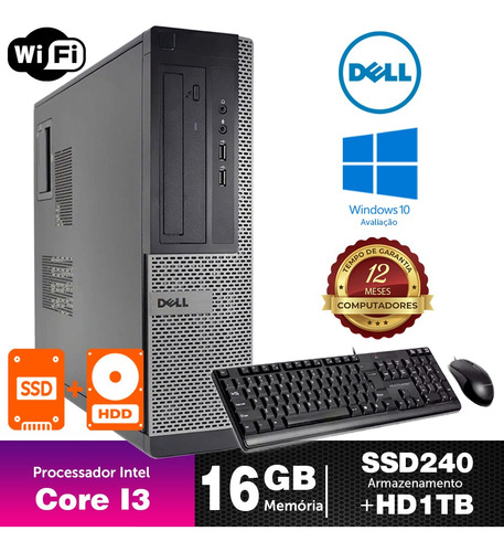 Computador Barato Dell Optiplex Int I3 2g 16gb Ssd240+1tb