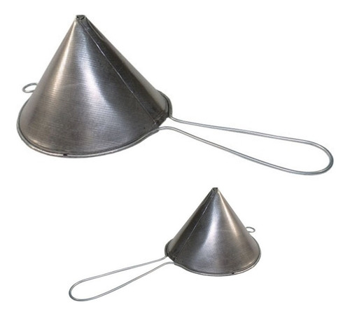 Cj 12 Coadores Chapa Inox 10x9cm + 7x8cm Cônico Multiuso