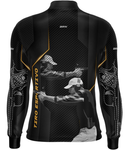 Imagem 6 de 7 de Camisa Tiro Esportivo Brk Preto Com Dourado Com Fpu 50+
