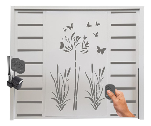 Porton Levadizo Con Motor 2.55 X 2.05 Tablillas Deco Blanco