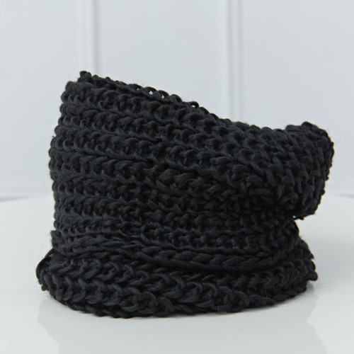 Cuello Rueda Tresher De Lana Abrigado Cálido Otoño/invierno Negro Liso Único