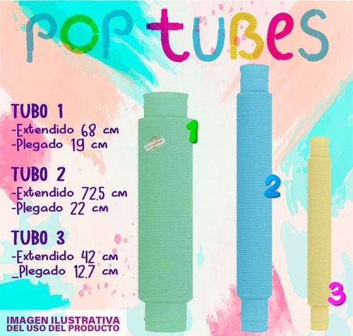 9 Pop Tubes Tubo Fidget Juguete Antiestres Sensorial Color 1