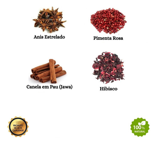 Hibisco + Pimenta Rosa + Canela Pau + Anis Estrelado - 100g