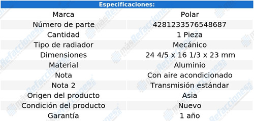 Radiador Saveiro 09 10 11 2012 13 2014 15 16 C/aire Std 1.6l