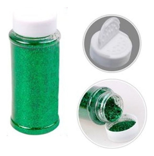 Escarcha Purpurina Glitter Con Dosificador 100 Gramos Color Verde