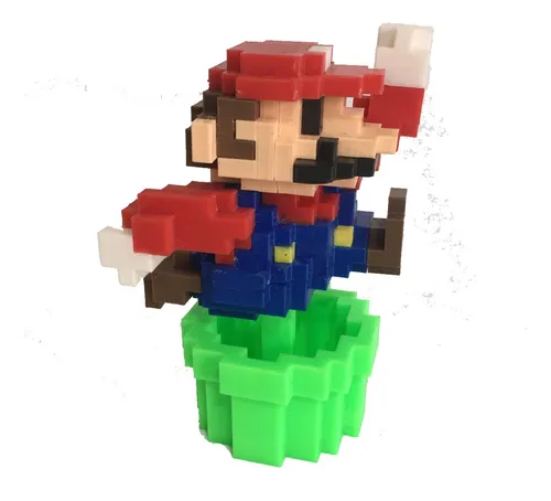 Figura Mario Bros Nintendo Nes 8 Bit Retro 3d Pixel