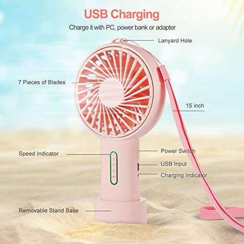 Mini Ventilador De Mano Recargable Usb 3 Velocidades Ajustab