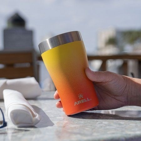 Imagem 6 de 9 de Copo Térmico De Cerveja 500ml Laranja Sunset - Arell