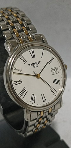 Genuino Reloj Suizo Tissot 1853 Cristal Zafiro Just Date Oro-acero Plateado Blanco (Usado)