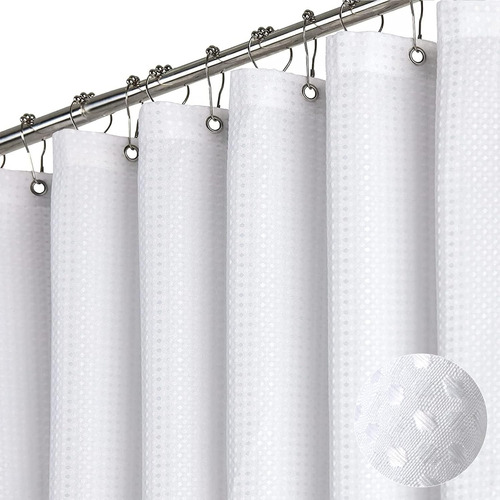 Cortina De Ducha De Tela Gofre 91 Cm Con Ganchos
