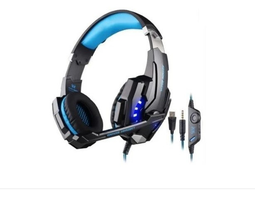 Audífonos gamer Kotion Each G9000 black y blue con luz LED