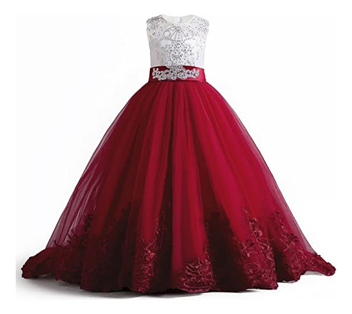 Vestido De Princesa De Encaje Con Bloques De Colores Para Ni
