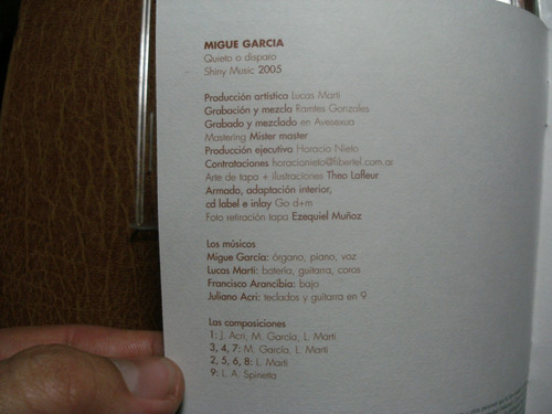 Migue Garcia (hijo Charly) - Quieto O Disparo - Cd 2005 (Usado)
